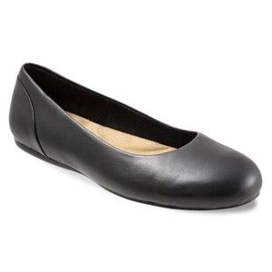 6.5W 6.5 WIDE WIDTH Softwalk Women's Sonoma Black Leather Ballet Flats Shoes NEW